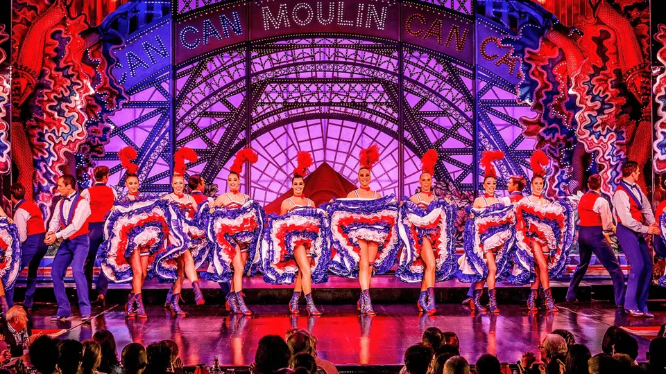 Cancan dancers on the Moulin Rouge stage
